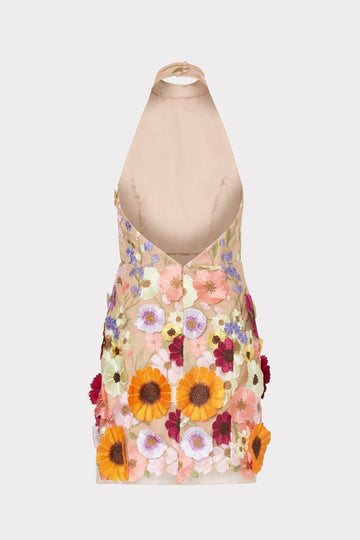 Halter Sin Mangas Rosa Vestido de Cóctek Con Apliques
